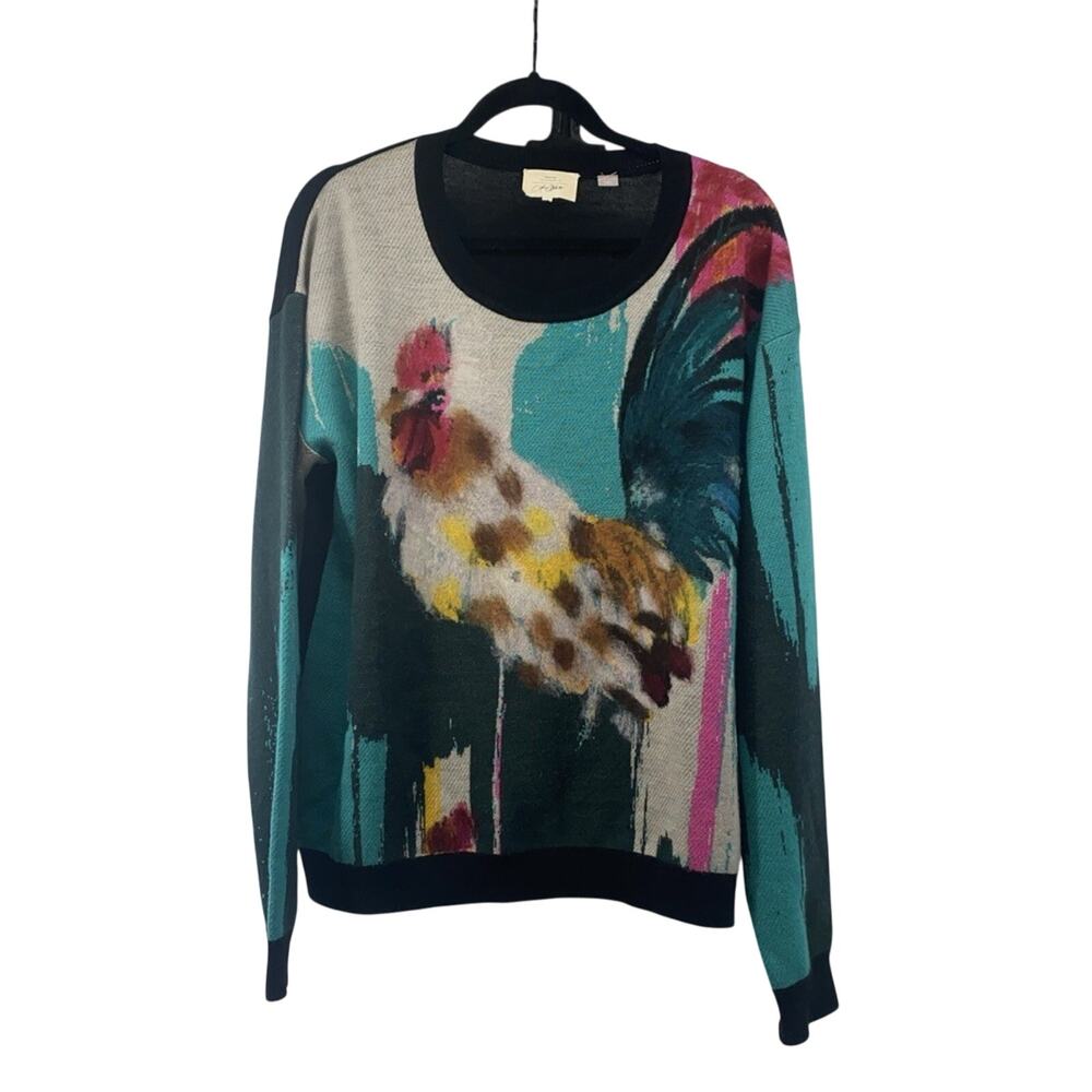 Anthropologie Farm Animal Pullover Chicken by Lauren Carlson Walcott Size XL